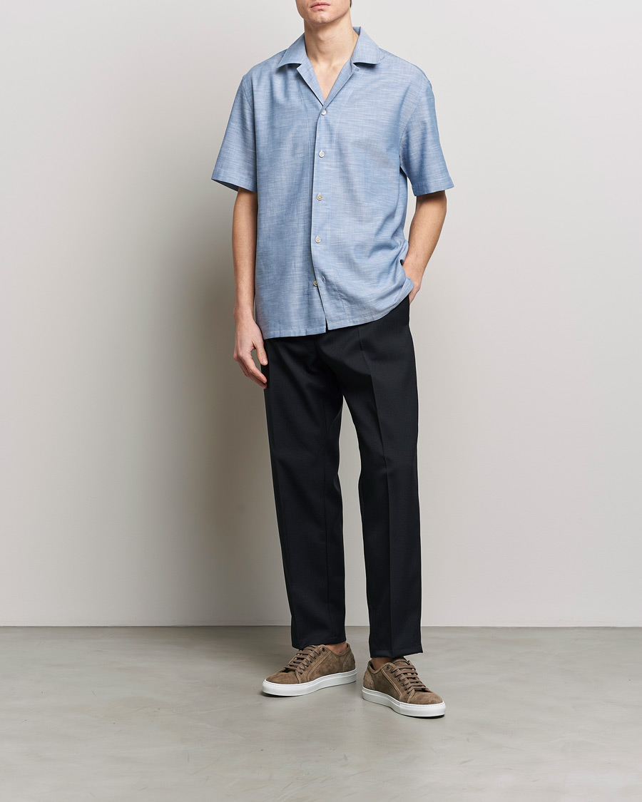 Mies | Kauluspaidat | Brioni | Cotton Cuban Shirt Light Blue