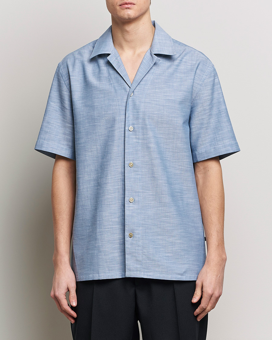 Mies | Kauluspaidat | Brioni | Cotton Cuban Shirt Light Blue