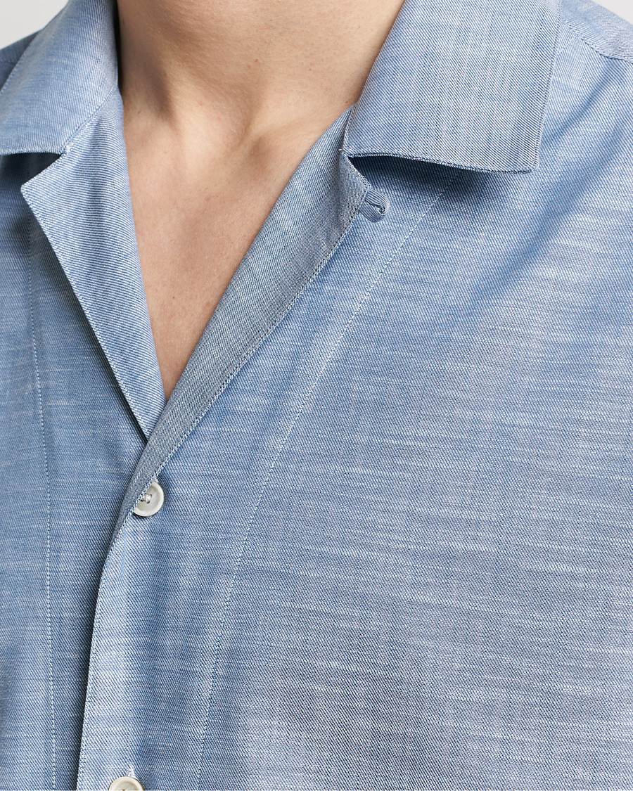 Mies | Kauluspaidat | Brioni | Cotton Cuban Shirt Light Blue