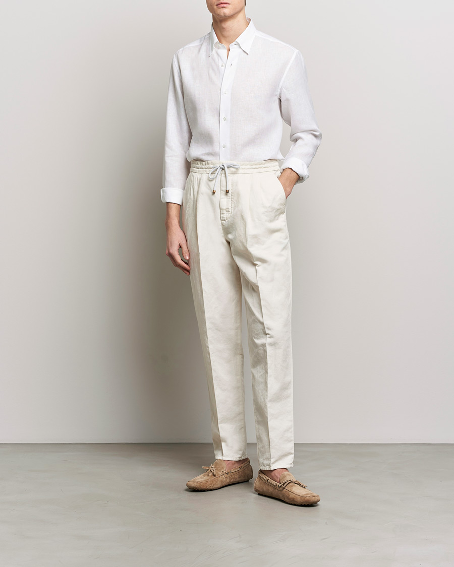 Mies | Kauluspaidat | Brioni | Linen Sport Shirt White