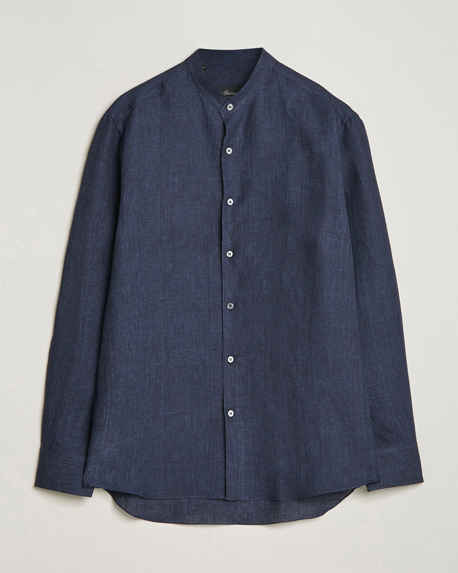 Mies | Kauluspaidat | Brioni | Linen Guru Collar Shirt Navy