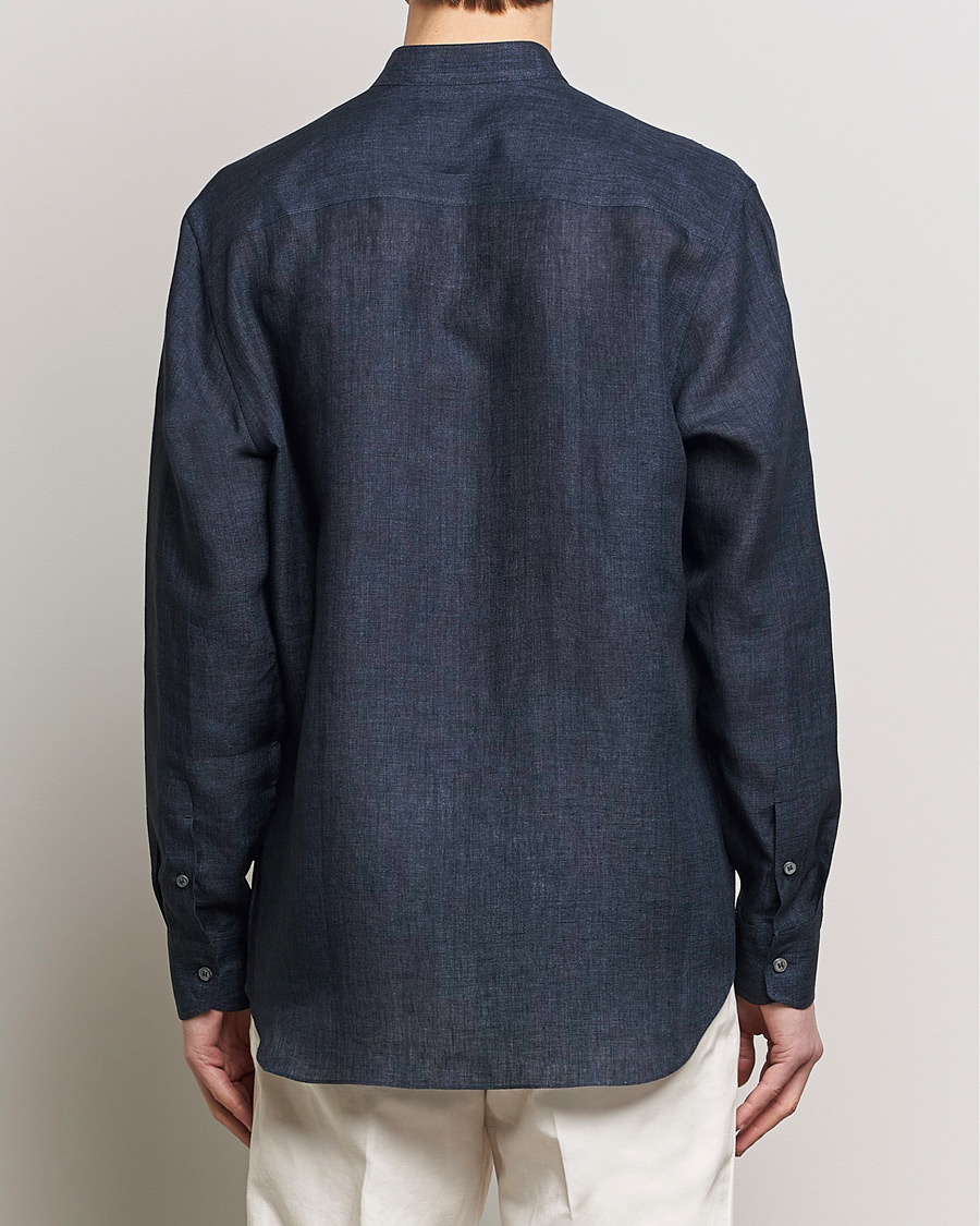 Mies | Kauluspaidat | Brioni | Linen Guru Collar Shirt Navy