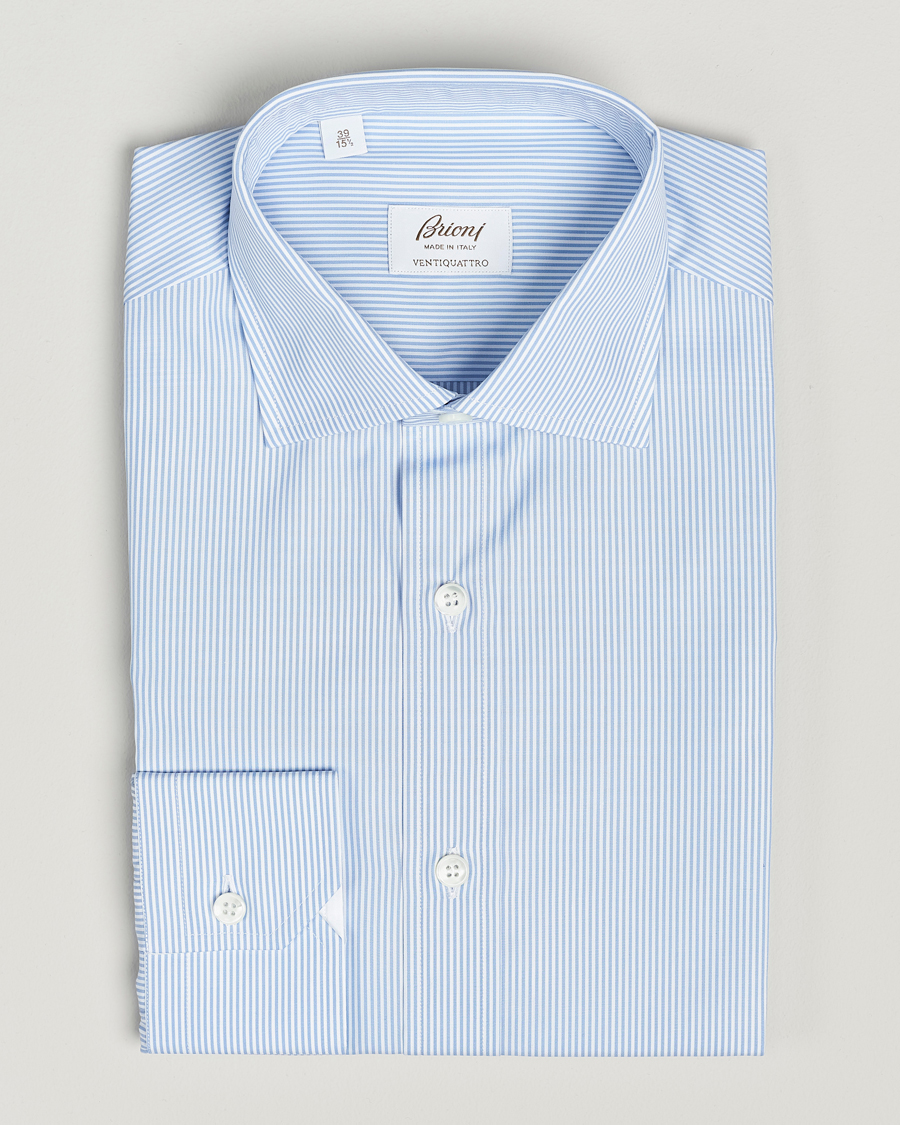 Mies | Kauluspaidat | Brioni | Slim Fit Dress Shirt Light Blue Stripe