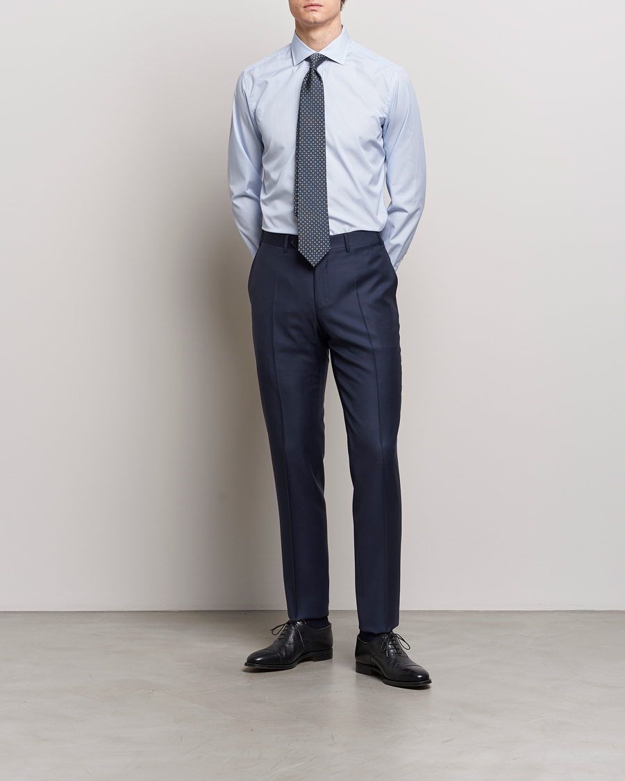 Mies | Kauluspaidat | Brioni | Slim Fit Dress Shirt Light Blue Stripe