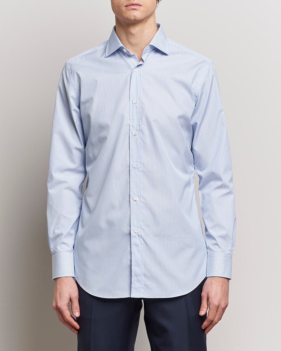 Mies | Kauluspaidat | Brioni | Slim Fit Dress Shirt Light Blue Stripe