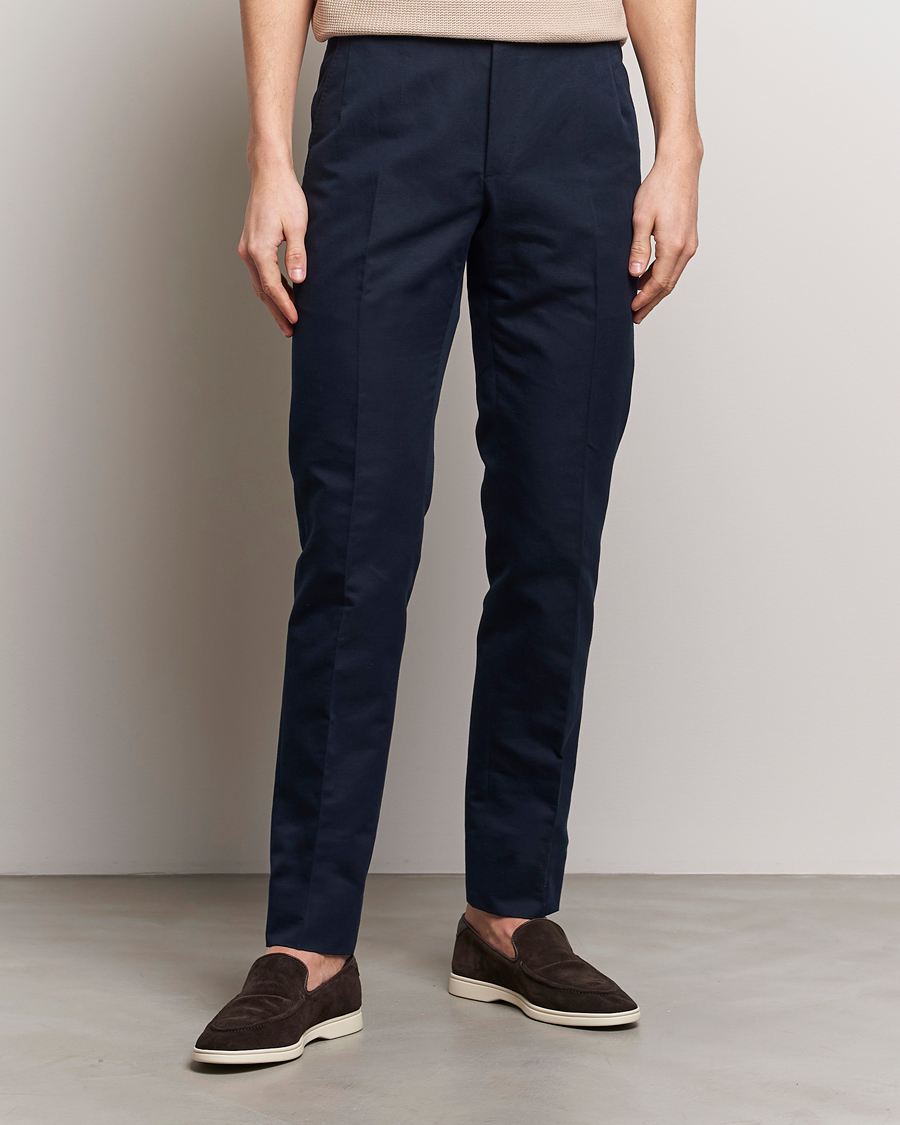 Mies | Housut | Brioni | Cotton/Linen Sport Trousers Navy