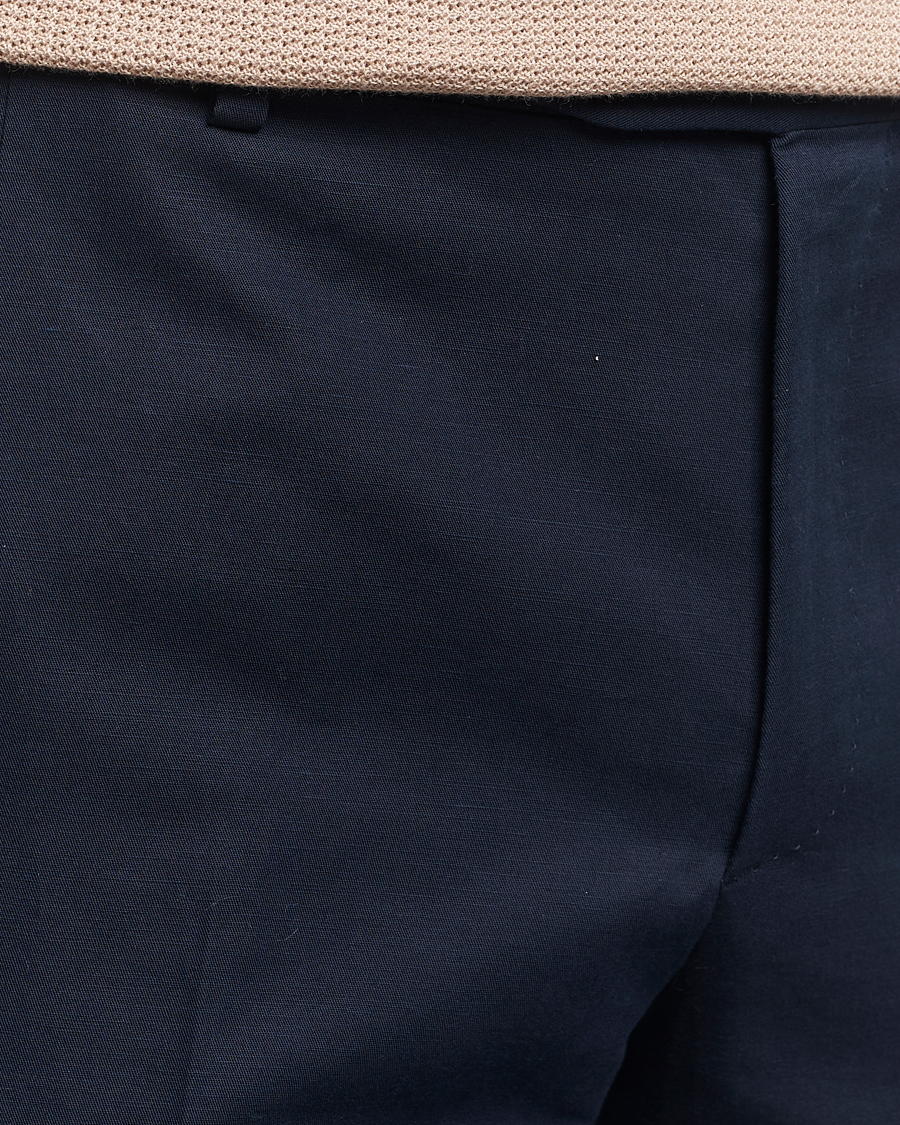 Mies | Housut | Brioni | Cotton/Linen Sport Trousers Navy