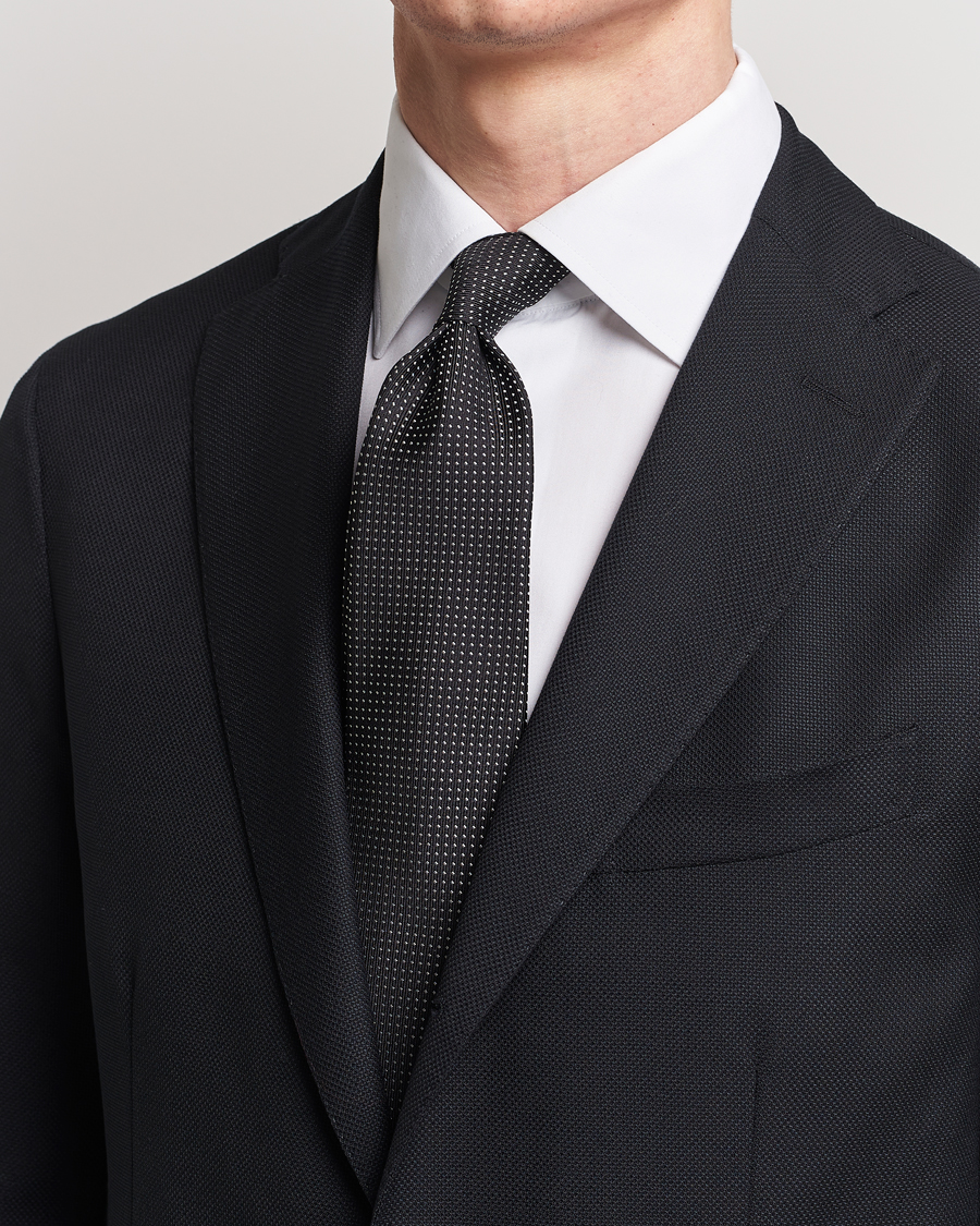 Mies |  | Brioni | Dotted Silk Tie Black