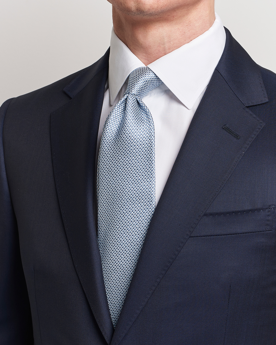 Mies |  | Brioni | Structured Silk Tie Light Blue