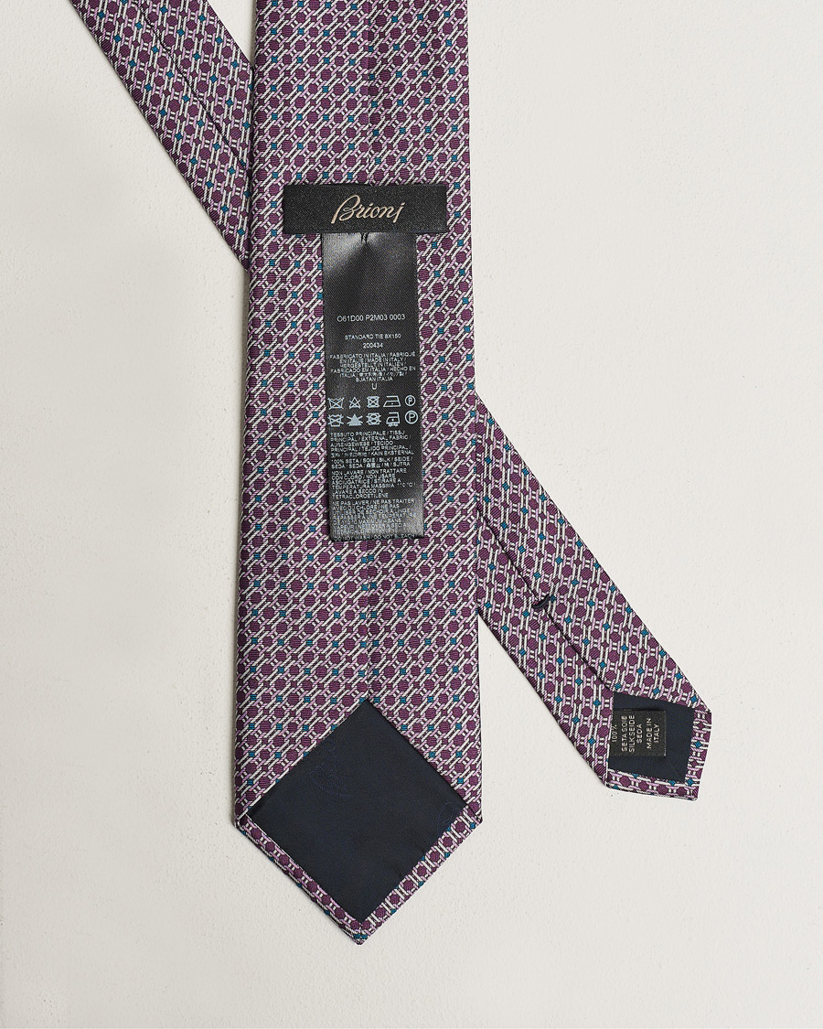 Mies | Brioni Printed Silk Tie Burgundy | Brioni | Printed Silk Tie Burgundy