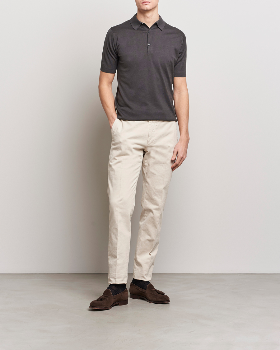Mies | Pikeet | John Smedley | Adrian Slim Fit Sea Island Polo Chocolat