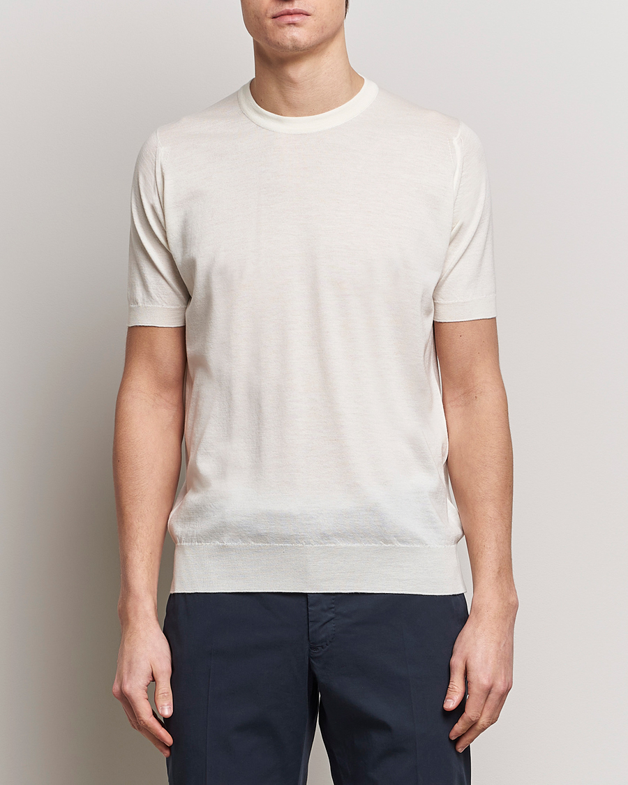 Mies | T-paidat | John Smedley | Hilcote Wool/Sea Island Cotton T-Shirt Chalk White