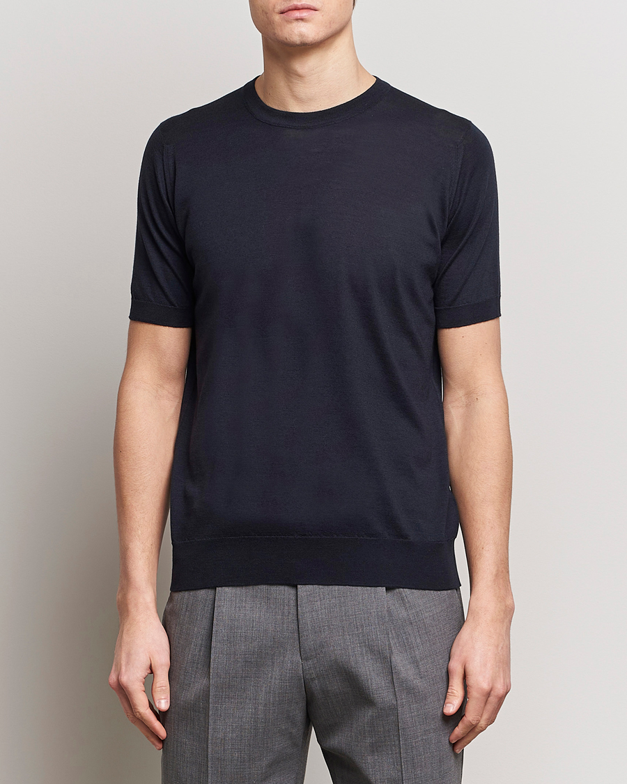 Mies | John Smedley | John Smedley | Hilcote Wool/Sea Island Cotton T-Shirt Navy