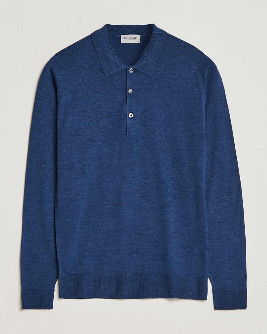 Mies | Puserot | John Smedley | Belper Extra Fine Merino Polo Pullover Indigo