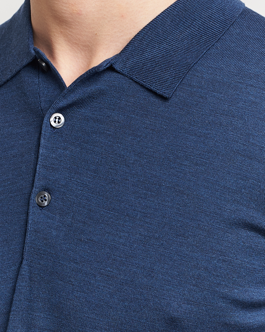 Mies | Puserot | John Smedley | Belper Extra Fine Merino Polo Pullover Indigo
