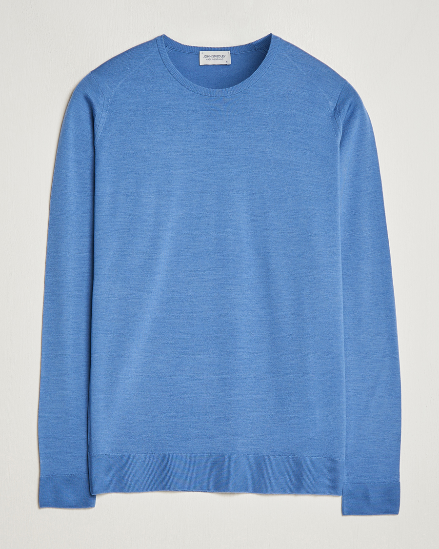 Mies | Puserot | John Smedley | Lundy Extra Fine Merino Crew Neck Riviera Blue