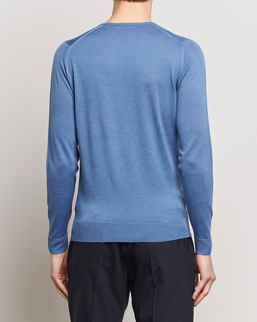 Mies | Puserot | John Smedley | Lundy Extra Fine Merino Crew Neck Riviera Blue
