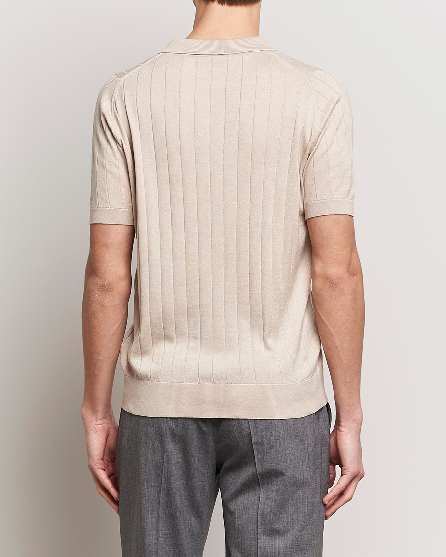 Mies | Pikeet | John Smedley | Roper Open Collar Sea Island Polo Almond