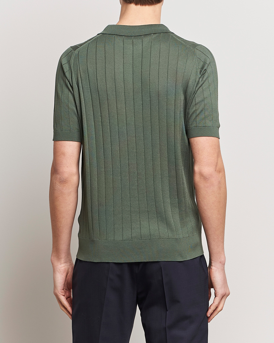 Mies | Pikeet | John Smedley | Roper Open Collar Sea Island Polo Palm Green