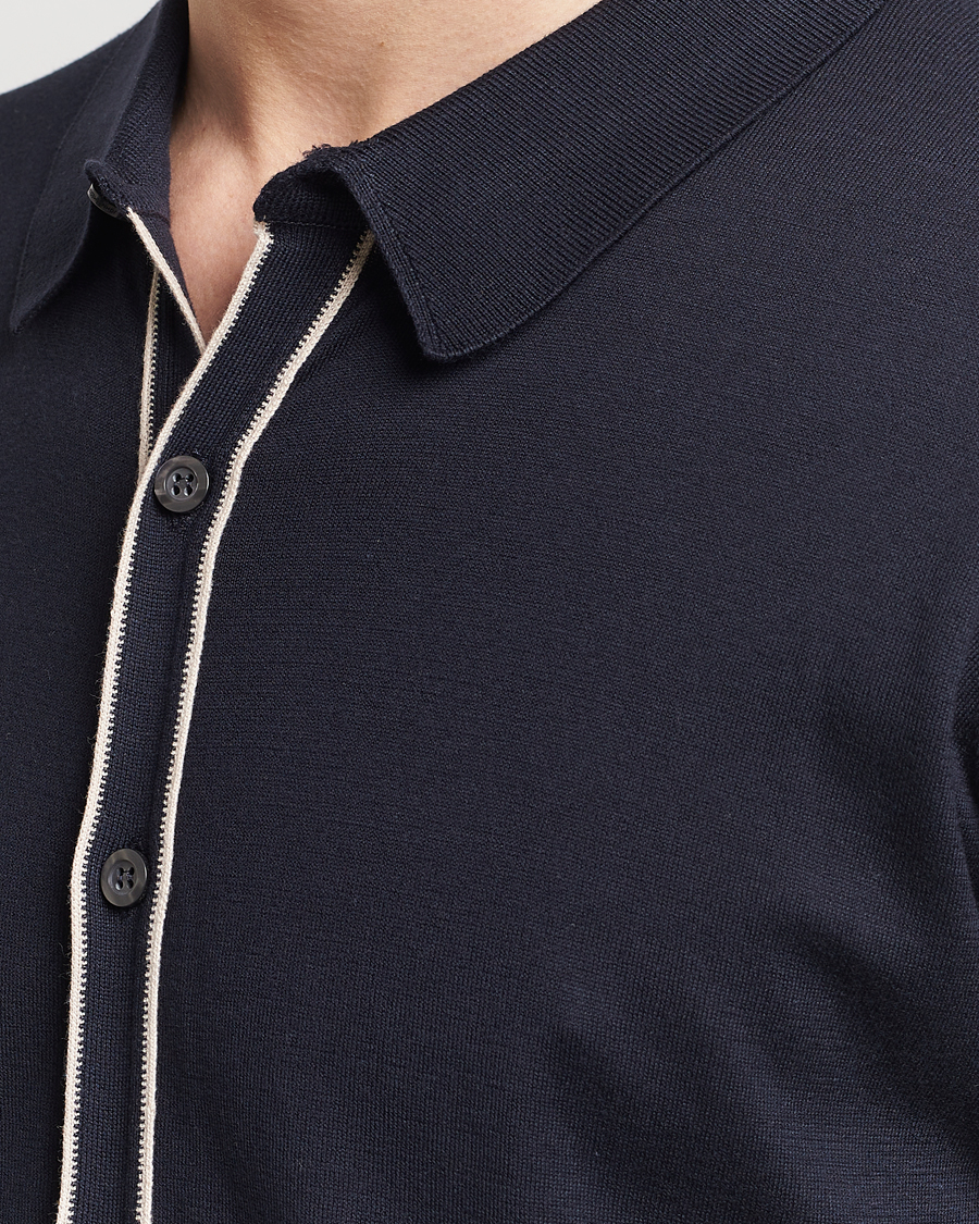 Mies | Puserot | John Smedley | Shadow Tipped Sea Island Cotton Cardigan Navy