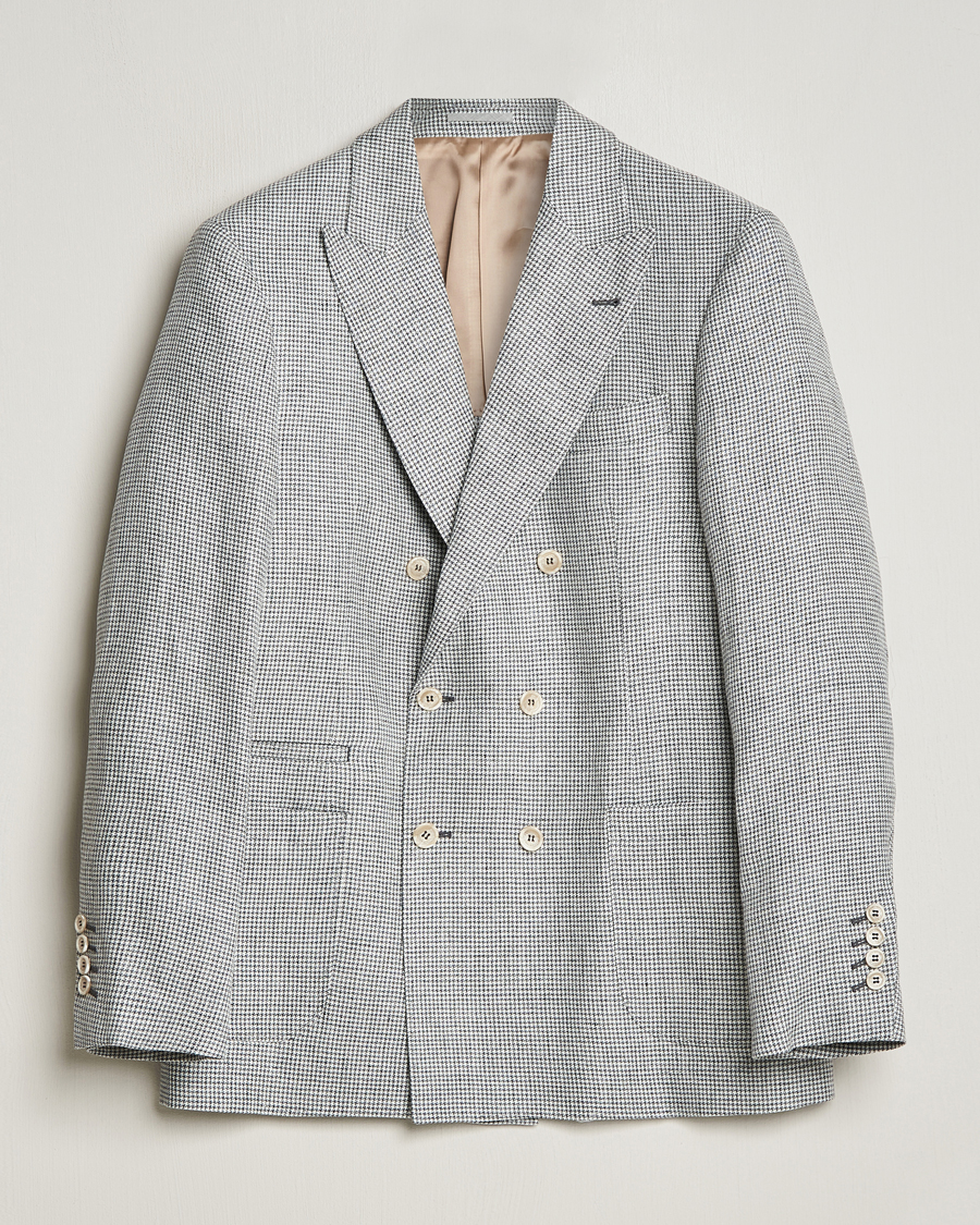 Mies | Pikkutakit | Brunello Cucinelli | Double Breasted Houndstooth Blazer Light Grey