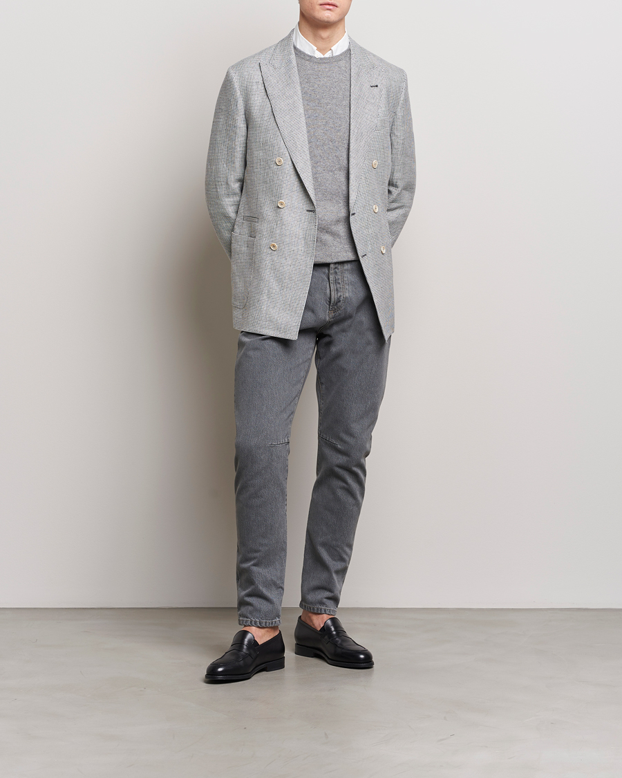 Mies | Pikkutakit | Brunello Cucinelli | Double Breasted Houndstooth Blazer Light Grey