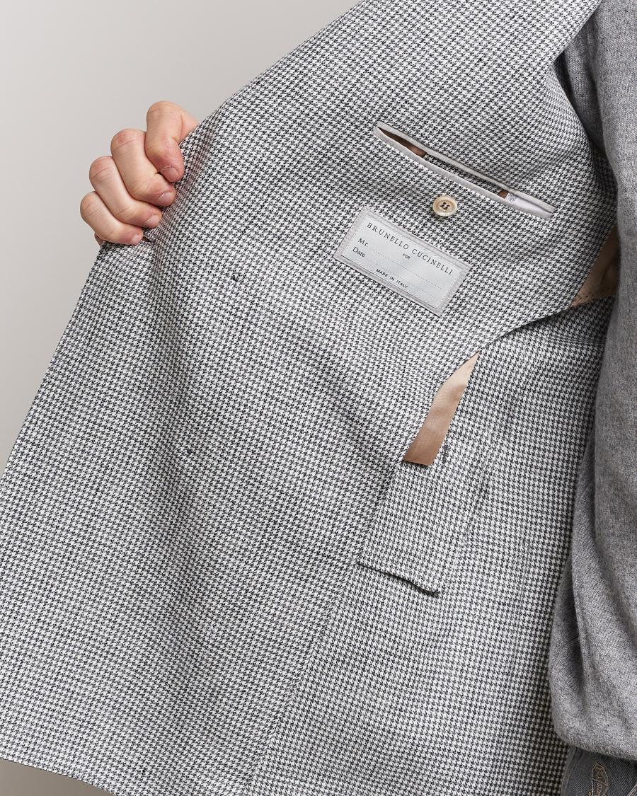 Mies | Pikkutakit | Brunello Cucinelli | Double Breasted Houndstooth Blazer Light Grey