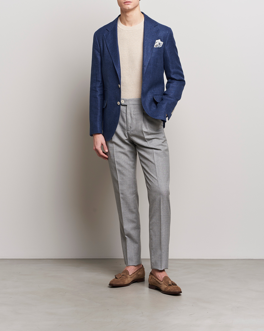 Mies | Pikkutakit | Brunello Cucinelli | Linen/Silk Blazer Indigo Blue