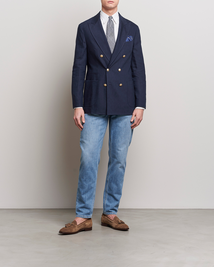 Mies | Pikkutakit | Brunello Cucinelli | Double Breasted Wool/Linen Blazer Navy