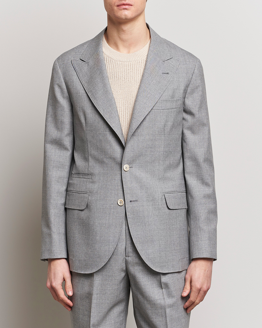 Mies | Pikkutakit | Brunello Cucinelli | Peak Lapel Wool Blazer Light Grey