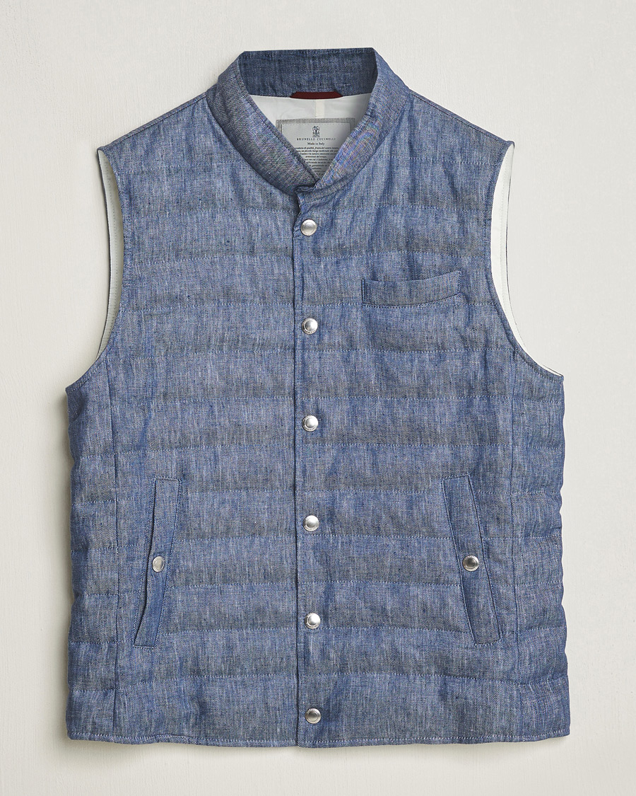 Mies | Takit | Brunello Cucinelli | Linen Gilet Light Blue