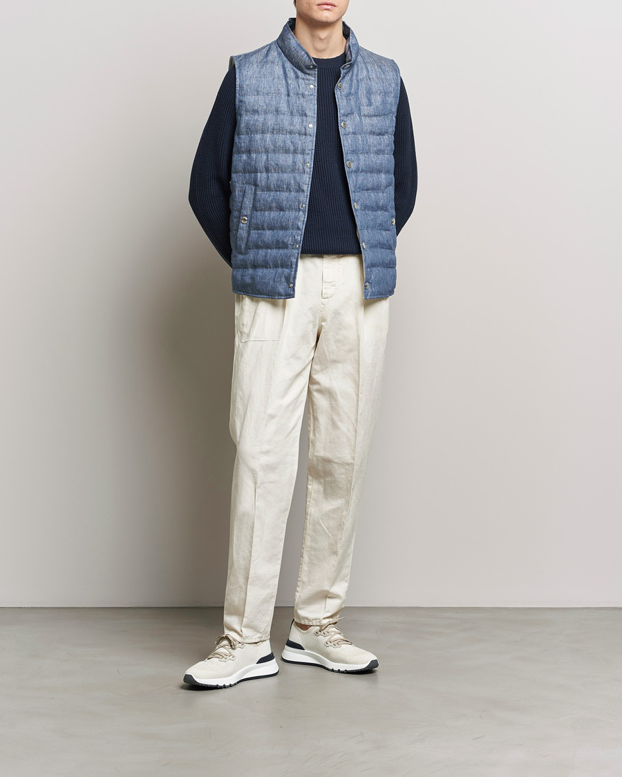 Mies | Takit | Brunello Cucinelli | Linen Gilet Light Blue