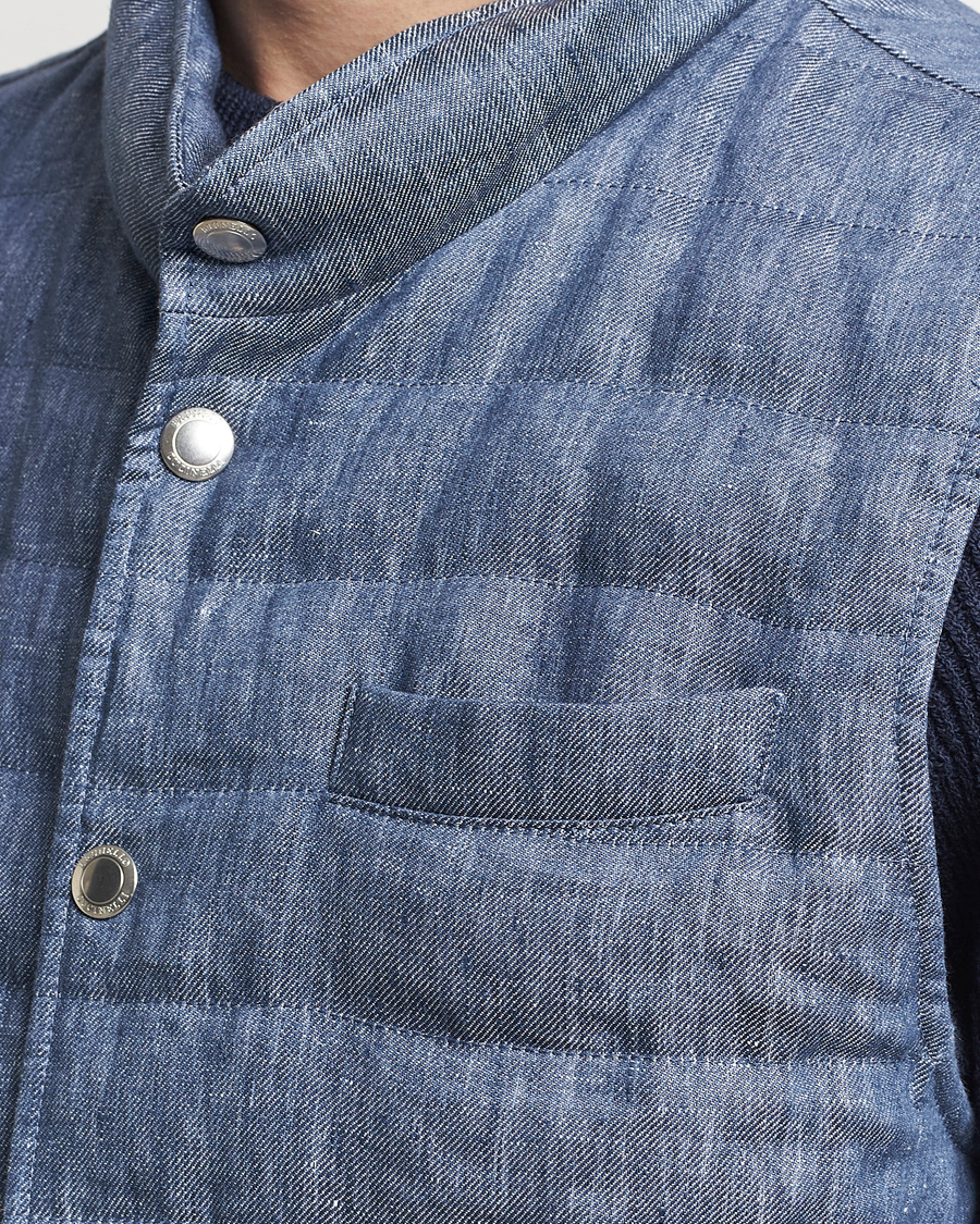 Mies | Takit | Brunello Cucinelli | Linen Gilet Light Blue