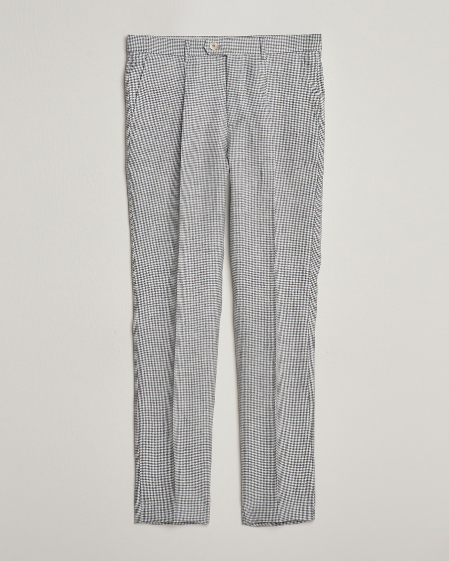 Mies | Housut | Brunello Cucinelli | Pleated Houndstooth Trousers Light Grey