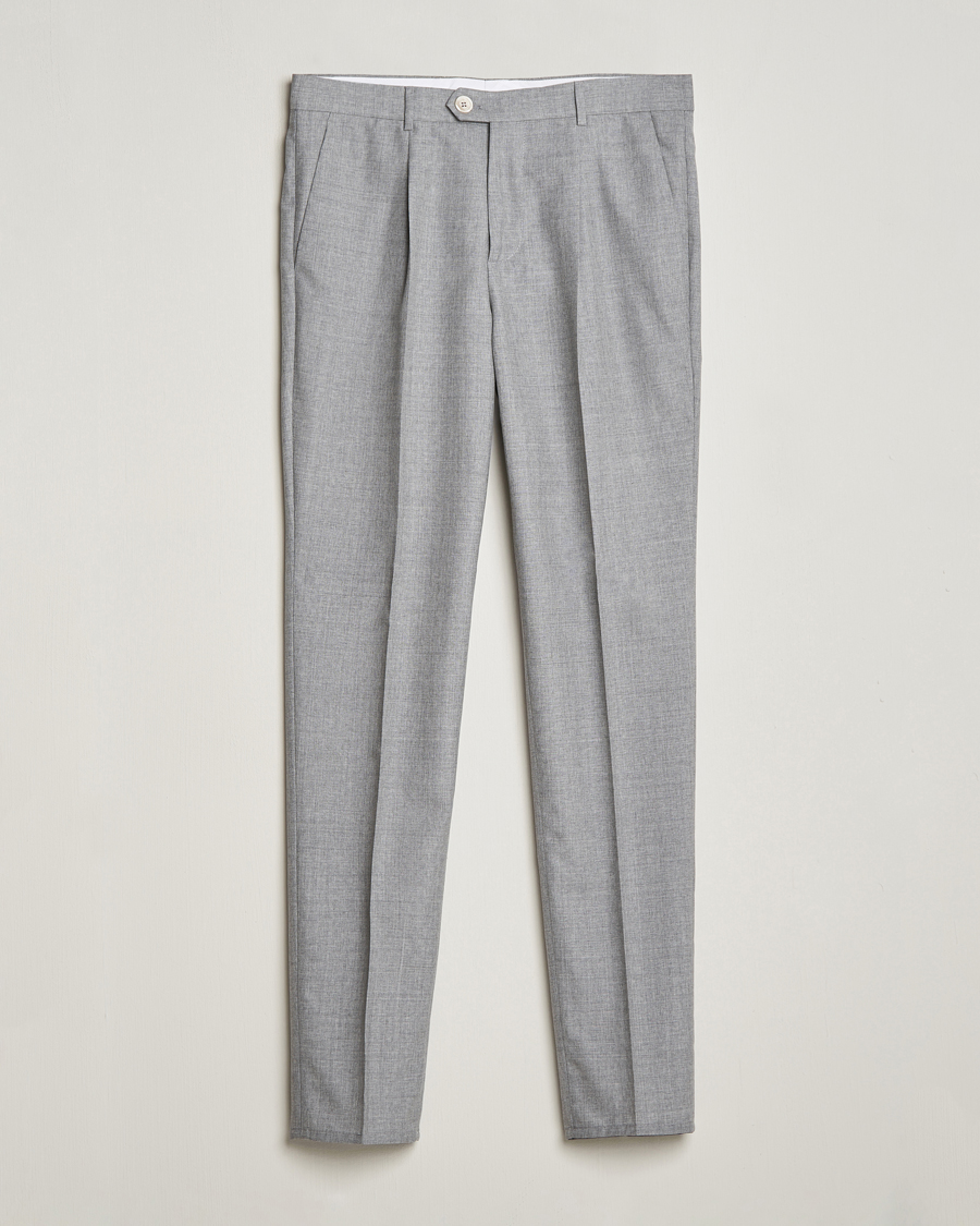 Mies | Housut | Brunello Cucinelli | Pleated Wool Trousers Light Grey