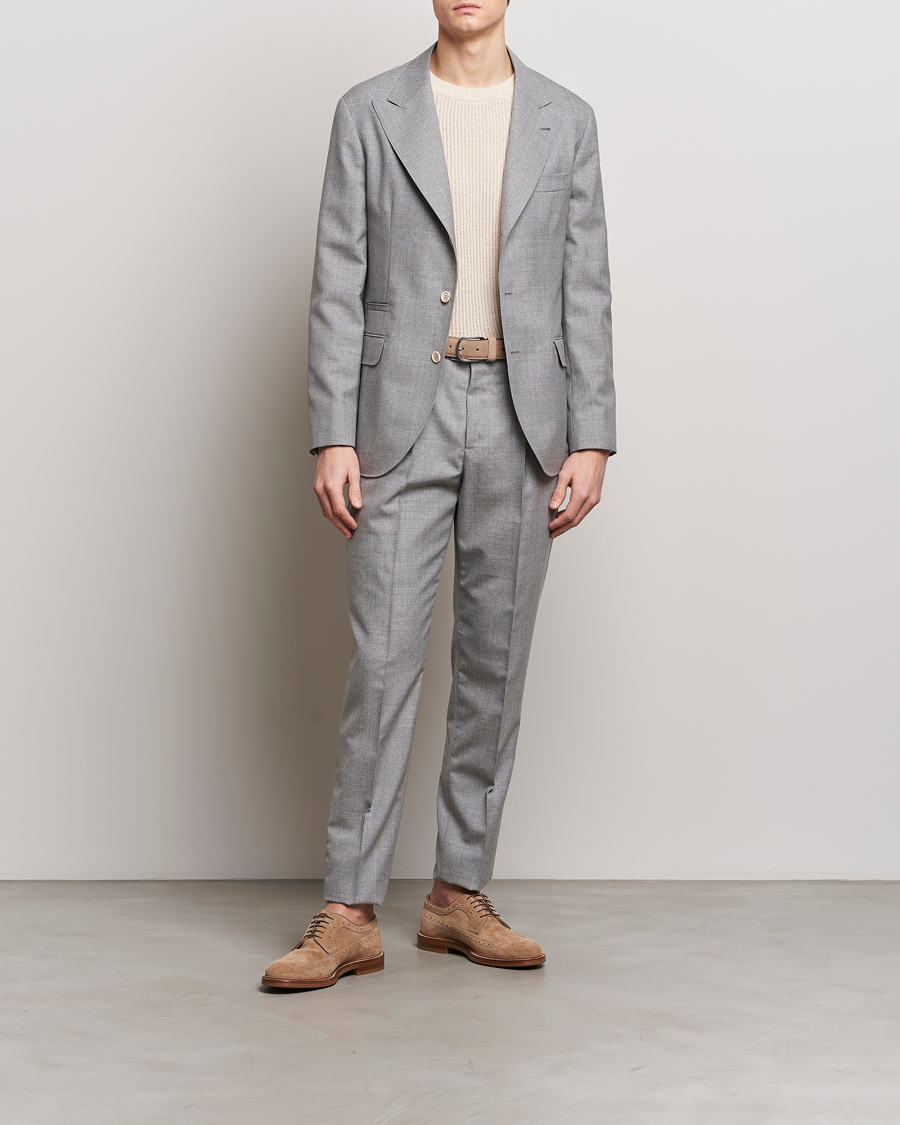Mies | Housut | Brunello Cucinelli | Pleated Wool Trousers Light Grey