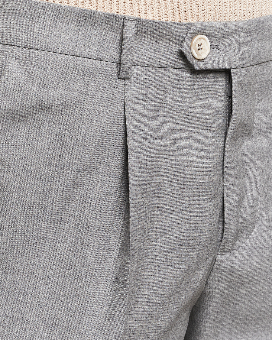 Mies | Housut | Brunello Cucinelli | Pleated Wool Trousers Light Grey