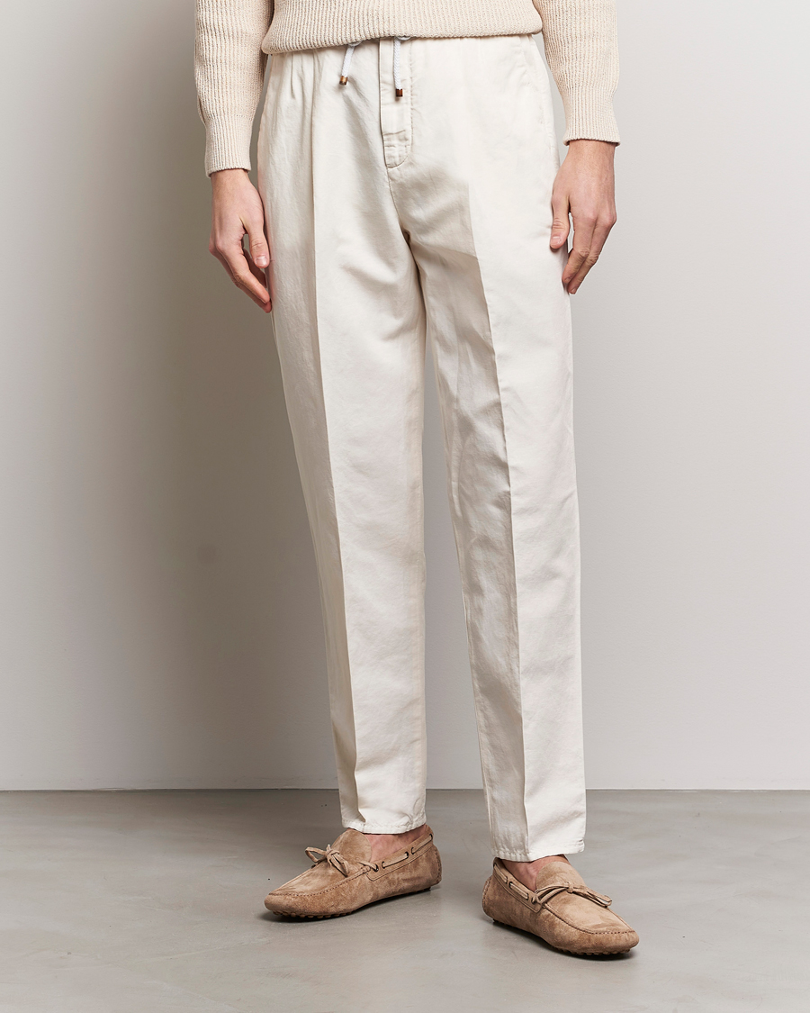 Mies |  | Brunello Cucinelli | Cotton/Linen Drawstring Pants Off White