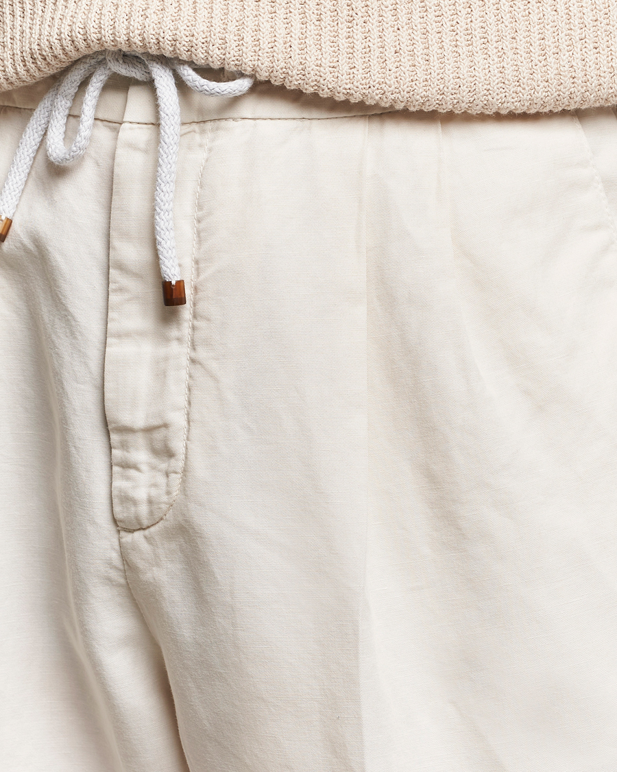 Mies | Housut | Brunello Cucinelli | Cotton/Linen Drawstring Pants Off White