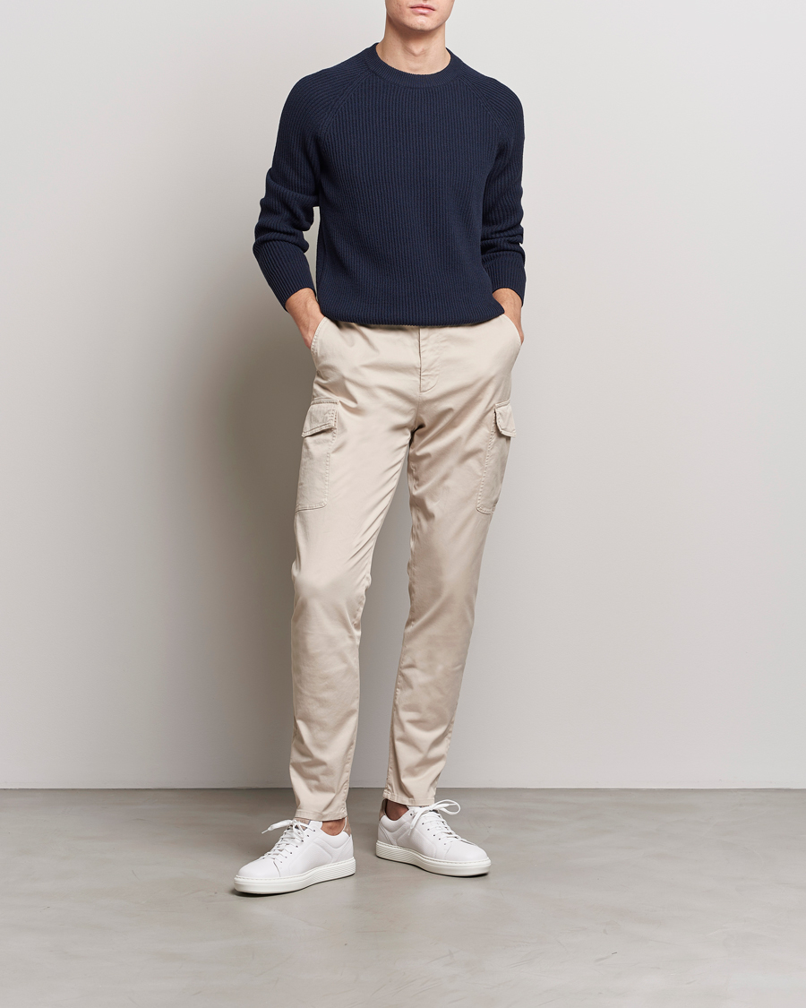 Mies | Puserot | Brunello Cucinelli | Heavy Rib Stitch Crew Neck Navy