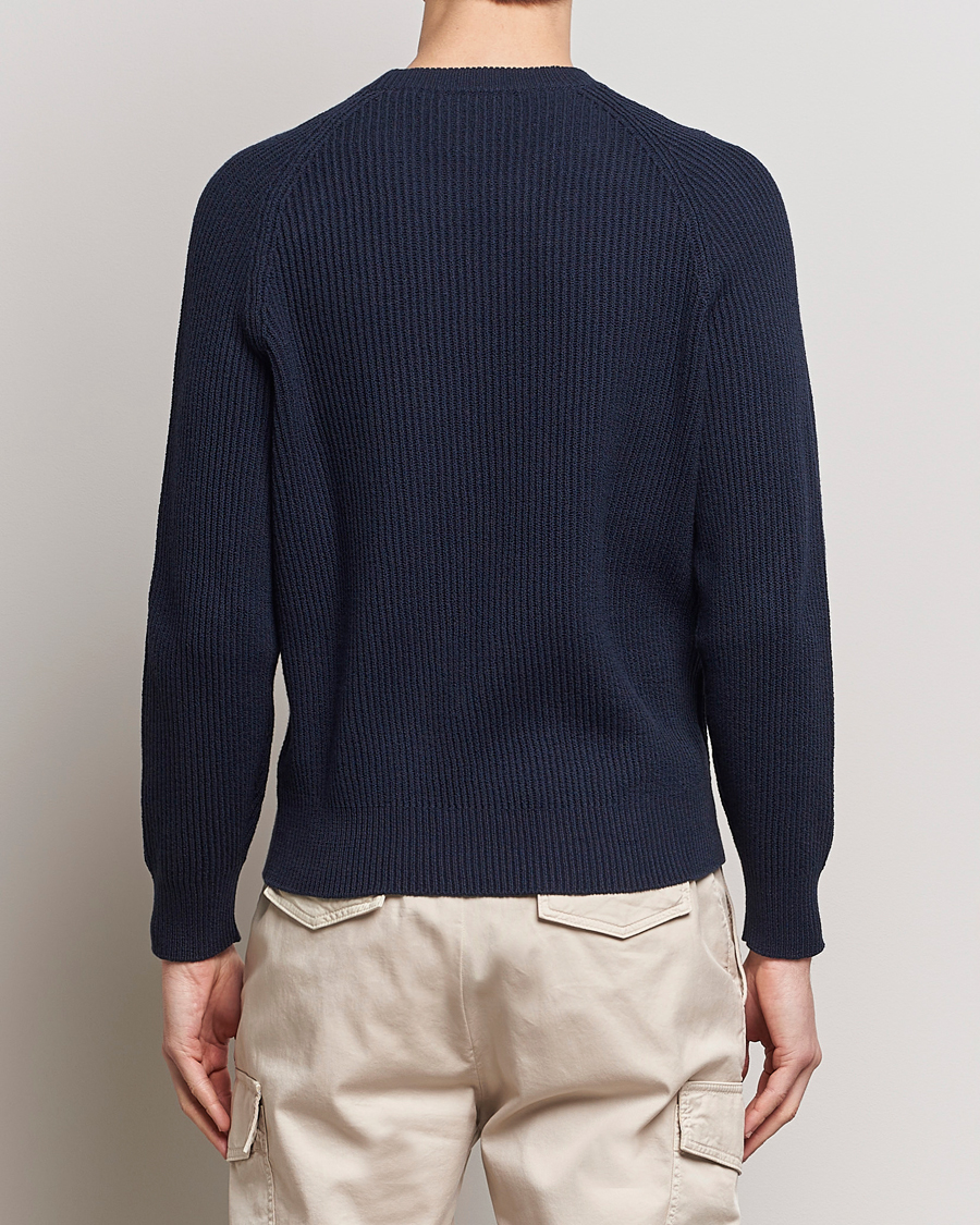 Mies | Puserot | Brunello Cucinelli | Heavy Rib Stitch Crew Neck Navy