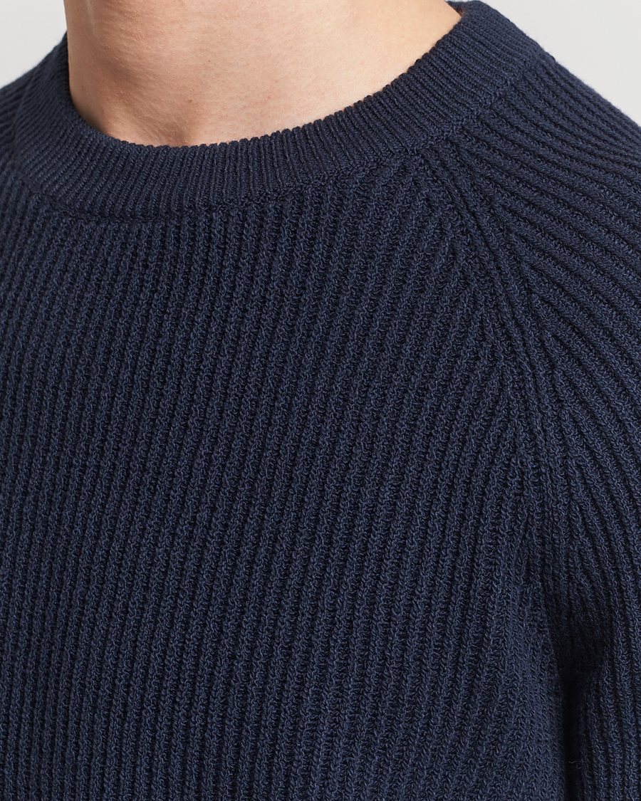 Mies | Puserot | Brunello Cucinelli | Heavy Rib Stitch Crew Neck Navy