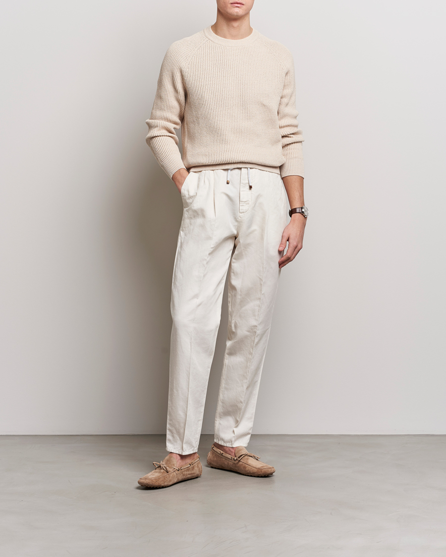 Mies | Puserot | Brunello Cucinelli | Heavy Rib Stitch Crew Neck Light Beige
