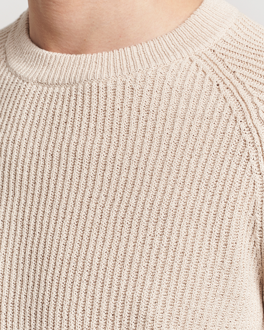 Mies | Puserot | Brunello Cucinelli | Heavy Rib Stitch Crew Neck Light Beige