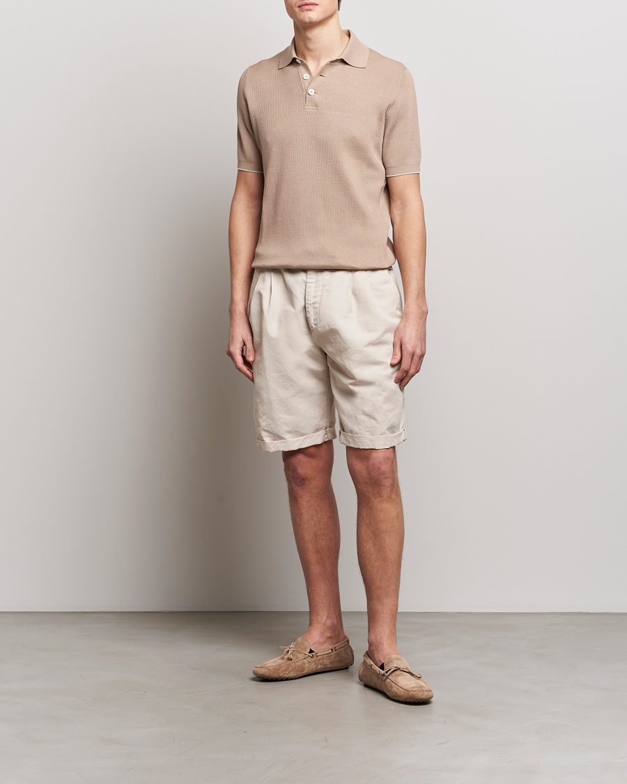 Mies | Pikeet | Brunello Cucinelli | Rib Stitch Knitted Polo Beige