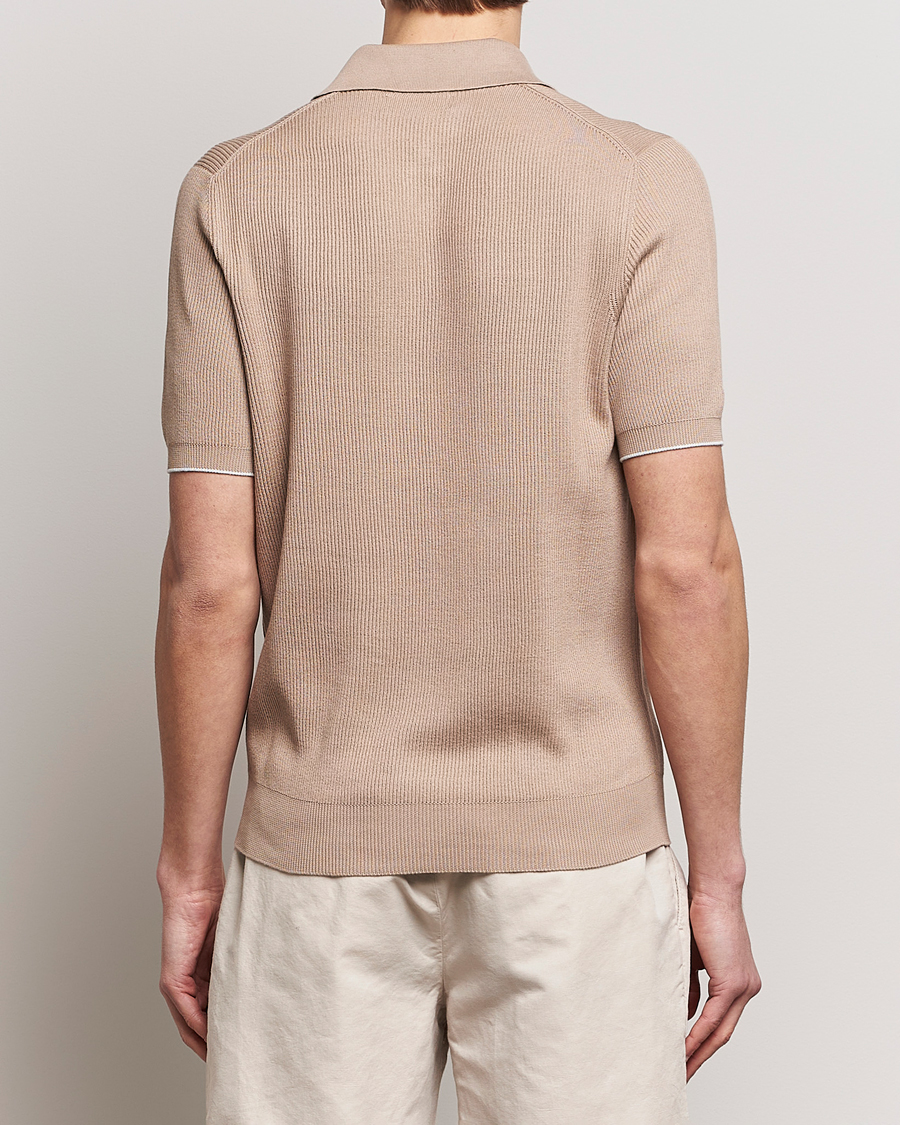 Mies | Pikeet | Brunello Cucinelli | Rib Stitch Knitted Polo Beige
