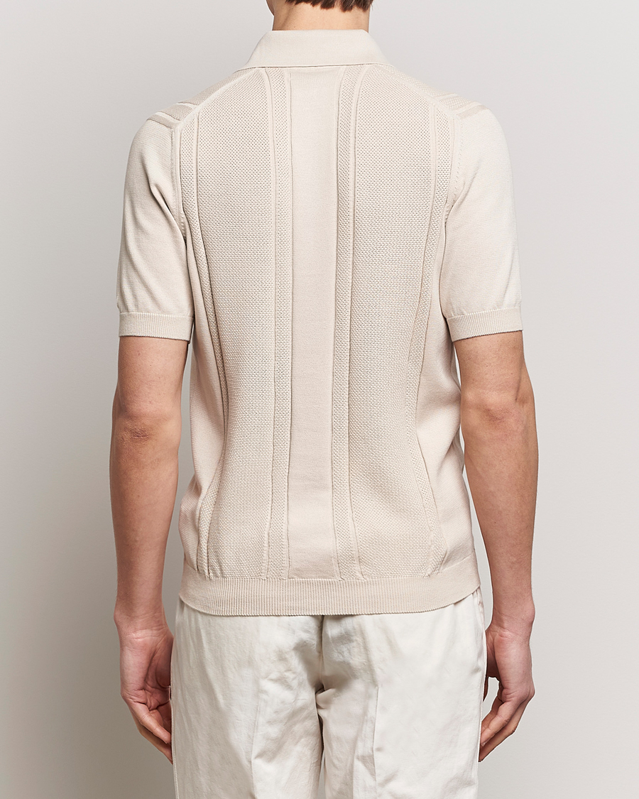Mies | Pikeet | Brunello Cucinelli | Front Structure Knitted Polo Light Beige