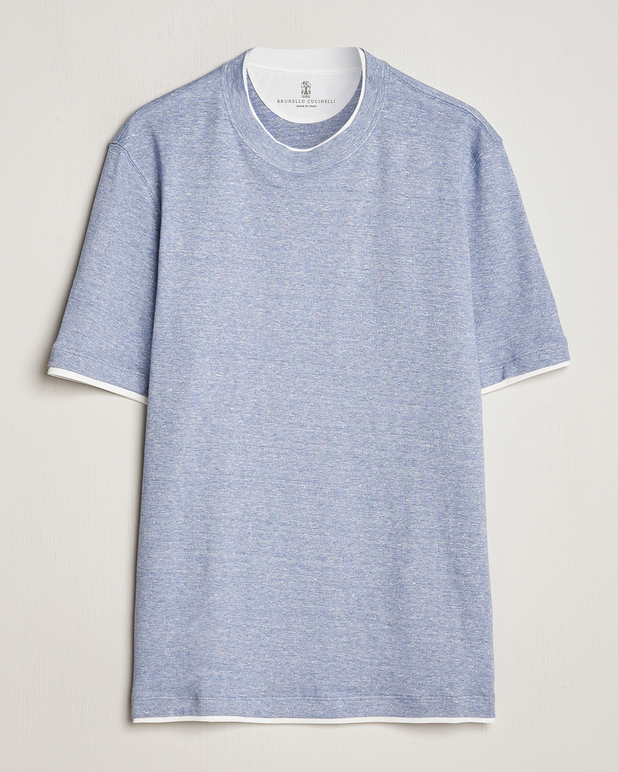 Mies | T-paidat | Brunello Cucinelli | Cotton/Linen T-Shirt Light Blue