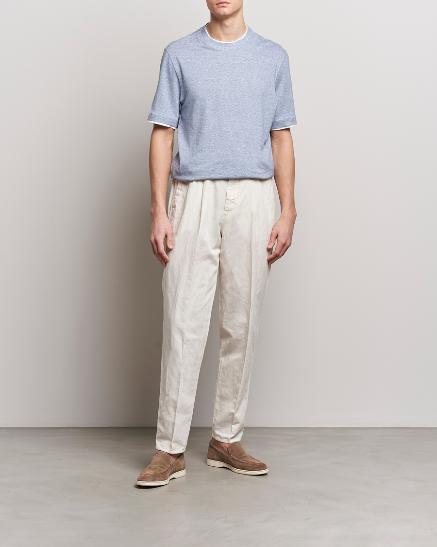 Mies | T-paidat | Brunello Cucinelli | Cotton/Linen T-Shirt Light Blue