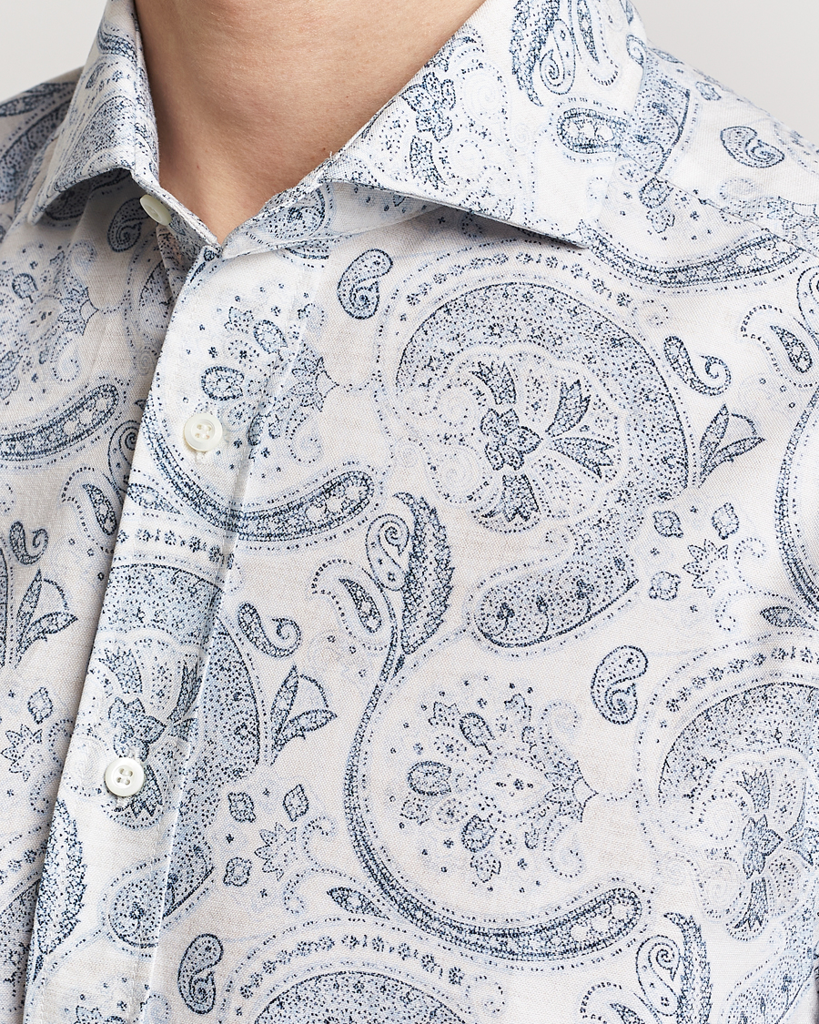 Mies | Kauluspaidat | Brunello Cucinelli | Slim Fit Paisley Shirt Light Blue